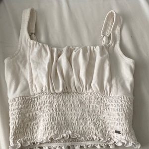 Hollister white ruffled crop top
